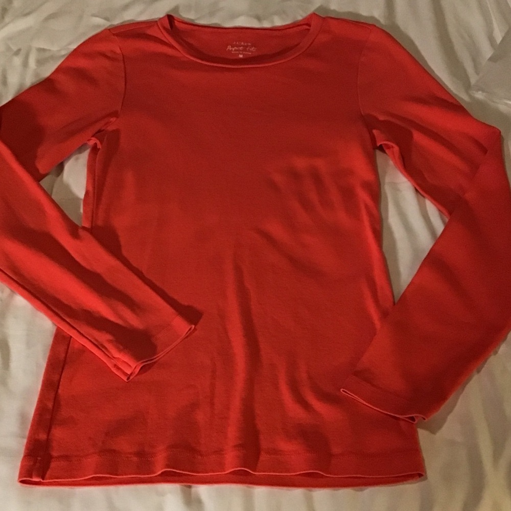 J. Crew Dark Coral Orange Long Sleeve Tee